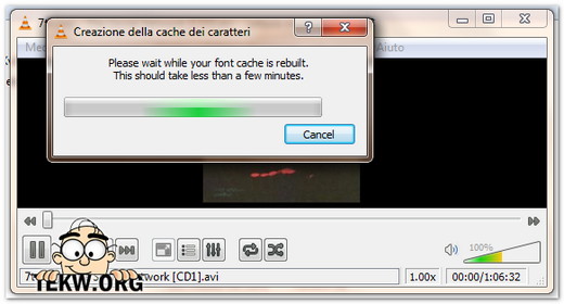 Creazione font cache VLC